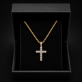 DIAMOND CROSS PENDANT ON 3MM ROPE CHAIN | GOLD