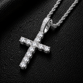 DIAMOND CROSS PENDANT ON 3MM ROPE CHAIN | SILVER
