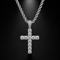 DIAMOND CROSS PENDANT ON 3MM ROPE CHAIN | SILVER