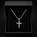 DIAMOND CROSS PENDANT ON 3MM ROPE CHAIN | SILVER
