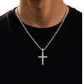 DIAMOND CROSS PENDANT ON 3MM ROPE CHAIN | SILVER