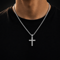 DIAMOND CROSS PENDANT ON 3MM ROPE CHAIN | SILVER